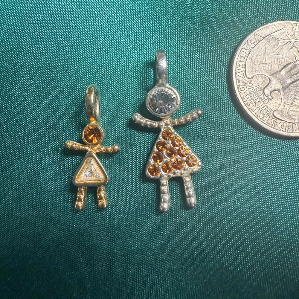 2 Gold And Silver‎ Tones November Birth stone Girl Pendants